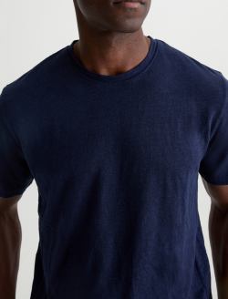 Bryce Crew Deep Navy Classic Linen Tee MENS TOPS Photo 3