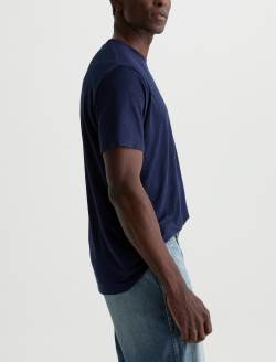 Bryce Crew Deep Navy Classic Linen Tee MENS TOPS Photo 4