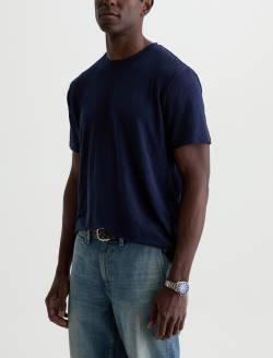 Bryce Crew Deep Navy Classic Linen Tee MENS TOPS Photo 7