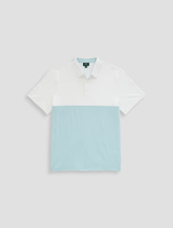 Decker Polo Blue Steel/Bright White Melang Green Label Collection MENS TOPS Photo 1