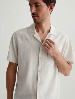 Foster Shirt Oatmeal Relaxed Fit Camp Shirt MENS TOPS Photo 3
