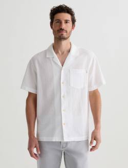 Foster Shirt White Camp Collar Shirt MENS TOPS Photo 2