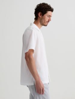 Foster Shirt White Camp Collar Shirt MENS TOPS Photo 4