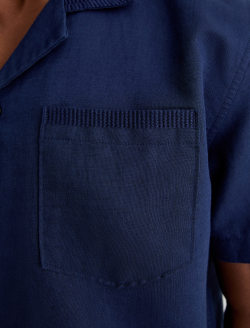 Foster Shirt Deep Navy Relaxed Linen Camp Shirt MENS TOPS Photo 6