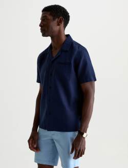Foster Shirt Deep Navy Relaxed Linen Camp Shirt MENS TOPS Photo 7