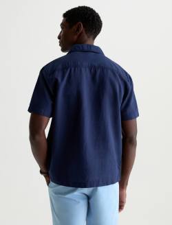 Foster Shirt Deep Navy Relaxed Linen Camp Shirt MENS TOPS Photo 8