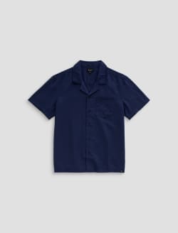 Foster Shirt Deep Navy Relaxed Linen Camp Shirt MENS TOPS Photo 1