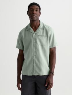 Foster Shirt Faded Moss Relaxed Linen Camp Shirt MENS TOPS Photo 2