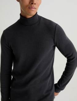 Canon Long Sleeve Turtleneck Heather Charcoal Classic Fit Long Sleeve Rib Turtleneck MENS TOPS Photo 3