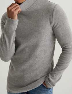 Canon Turtleneck Heather Grey Classic Fit Long Sleeve Rib MENS TOPS Photo 3