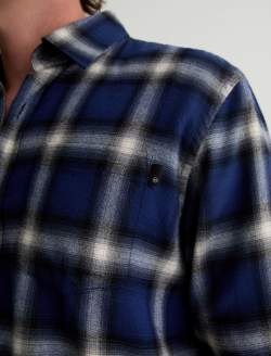 Aiden Shirt Brushed Check Plaid Blue Multi Classic Long Sleeve Button-Up Shirt MENS TOPS Photo 6