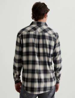 Aiden Shirt Brushed Check Plaid Light Grey Classic Long Sleeve Button-Up Shirt MENS TOPS Photo 8