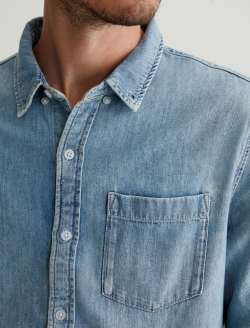 【ANGLAN】Dart Denim Half Shirt aiden-utility-shirt-classic-