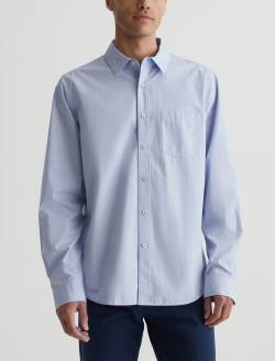 Aiden Shirt Blue Whisper Classic Long Sleeve Button-Up Shirt MENS TOPS Photo 1
