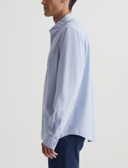 Aiden Shirt Blue Whisper Classic Long Sleeve Button-Up Shirt MENS TOPS Photo 5