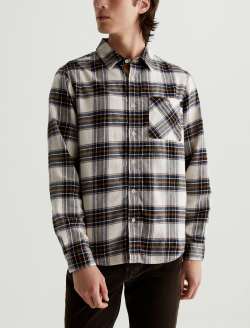 Aiden Shirt Fine Plaid Cream Multi Classic Long Sleeve Button-Up Shirt MENS TOPS Photo 1