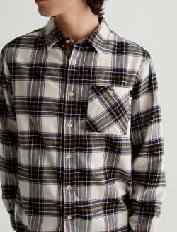 Aiden Shirt Fine Plaid Cream Multi Classic Long Sleeve Button-Up Shirt MENS TOPS Photo 2