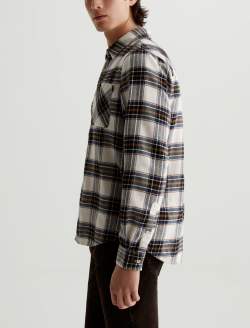 Aiden Shirt Fine Plaid Cream Multi Classic Long Sleeve Button-Up Shirt MENS TOPS Photo 3