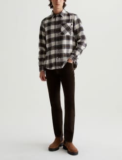 Aiden Shirt Fine Plaid Cream Multi Classic Long Sleeve Button-Up Shirt MENS TOPS Photo 4