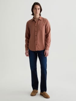 Aiden Shirt Mesa Rust Classic Long Sleeve Button-Up Shirt MENS TOPS Photo 5