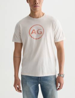 Wesley Crew AG Distress Logo Ivory Dust Relaxed Short Sleeve MENS TOPS Photo 2