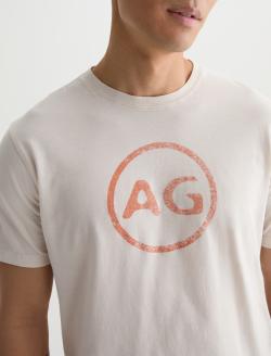 Wesley Crew AG Distress Logo Ivory Dust Relaxed Short Sleeve MENS TOPS Photo 3