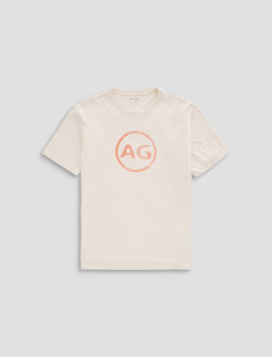 Wesley Crew AG Distress Logo Ivory Dust Relaxed Short Sleeve MENS TOPS Photo 1