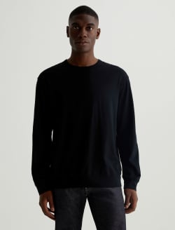 Wesley Pullover True Black Relaxed Crew Neck Pullover MENS TOPS Photo 1