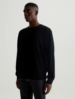 Wesley Pullover True Black Relaxed Crew Neck Pullover MENS TOPS Photo 6