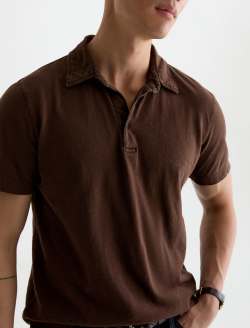 Bryce Short Sleeve Polo Sulfur Wood Brown Classic Short Sleeve Polo MENS TOPS Photo 3