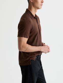 Bryce Short Sleeve Polo Sulfur Wood Brown Classic Short Sleeve Polo MENS TOPS Photo 4