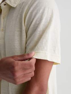 Bryce Polo Champagne Classic Linen Short Sleeve Polo MENS TOPS Photo 6