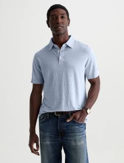 Bryce Polo Fresh Blue Classic Linen Short Sleeve Polo MENS TOPS Photo 2