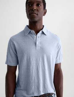 Bryce Polo Fresh Blue Classic Linen Short Sleeve Polo MENS TOPS Photo 3