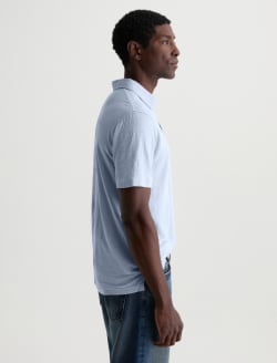 Bryce Polo Fresh Blue Classic Linen Short Sleeve Polo MENS TOPS Photo 4