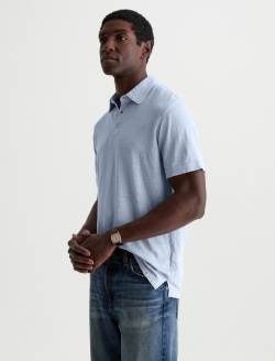Bryce Polo Fresh Blue Classic Linen Short Sleeve Polo MENS TOPS Photo 7