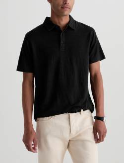 Bryce Polo True Black Classic Linen Short Sleeve Polo MENS TOPS Photo 2