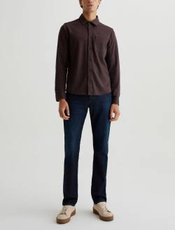 Mason Shirt Heather Charcoal Dark Plum Classic Long Sleeve Button Up Shirt MENS TOPS Photo 2