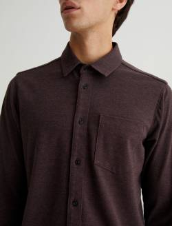 Mason Shirt Heather Charcoal Dark Plum Classic Long Sleeve Button Up Shirt MENS TOPS Photo 3
