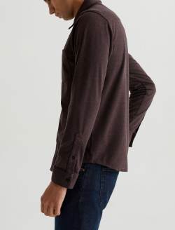 Mason Shirt Heather Charcoal Dark Plum Classic Long Sleeve Button Up Shirt MENS TOPS Photo 4