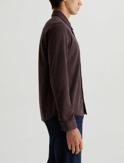 Mason Shirt Heather Charcoal Dark Plum Classic Long Sleeve Button Up Shirt MENS TOPS Photo 5