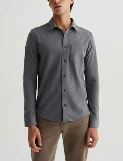 Mason Shirt Heather Charcoal Heather Grey Classic Long Sleeve Button Up Shirt MENS TOPS Photo 1
