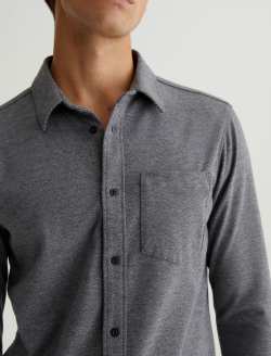 Mason Shirt Heather Charcoal Heather Grey Classic Long Sleeve Button Up Shirt MENS TOPS Photo 3
