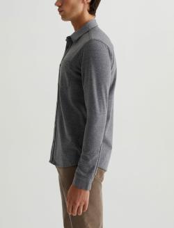 Mason Shirt Heather Charcoal Heather Grey Classic Long Sleeve Button Up Shirt MENS TOPS Photo 4