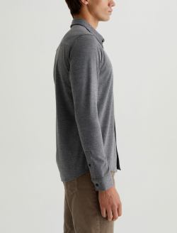 Mason Shirt Heather Charcoal Heather Grey Classic Long Sleeve Button Up Shirt MENS TOPS Photo 5