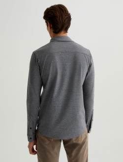 Mason Shirt Heather Charcoal Heather Grey Classic Long Sleeve Button Up Shirt MENS TOPS Photo 6