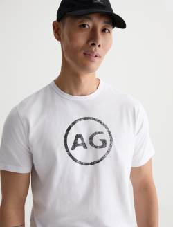 Bryce Crew AG Distress Logo True White Classic Tee MENS TOPS Photo 3