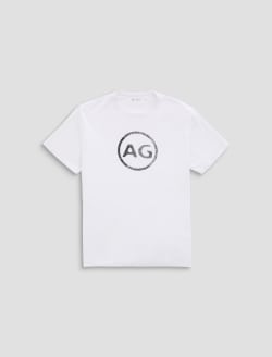 Bryce Crew AG Distress Logo True White Classic Tee MENS TOPS Photo 1