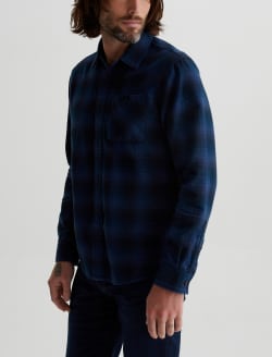 Aiden Shirt Gradient Plaid Navy Multi Classic Long Sleeve Button Up Shirt MENS TOPS Photo 4