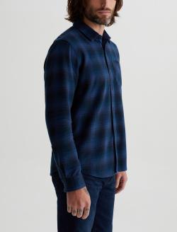 Aiden Shirt Gradient Plaid Navy Multi Classic Long Sleeve Button Up Shirt MENS TOPS Photo 5